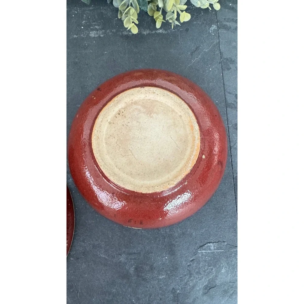 Two Pier 1 Crackle Collection cereal bowl red discontinued vintage pottery